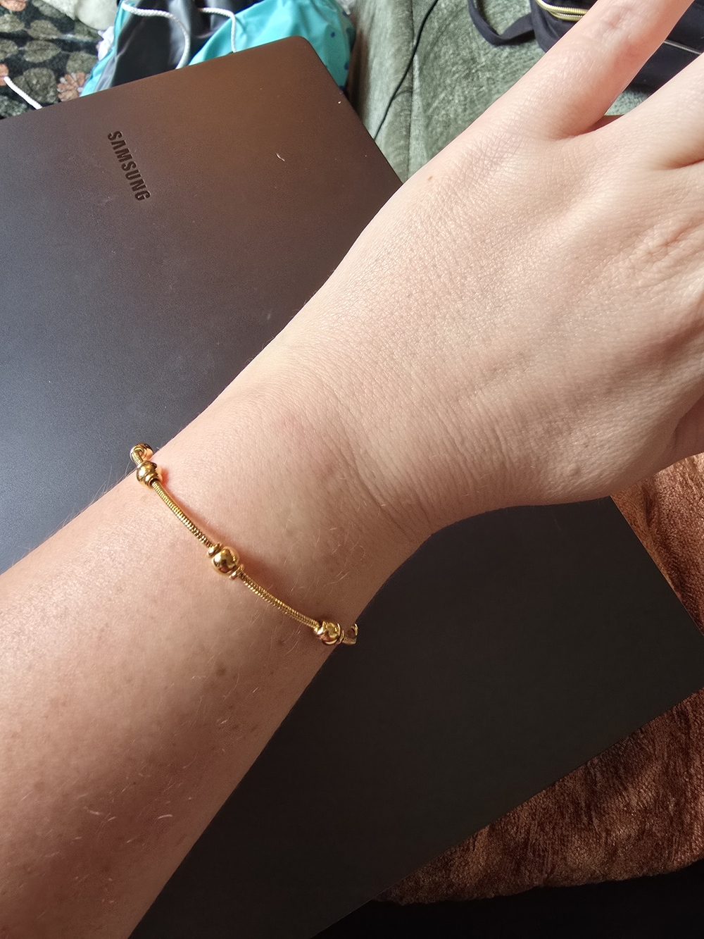 Napier Gold Tone Snake Chain Beaded Bracelet – Classic Minimalist Style
